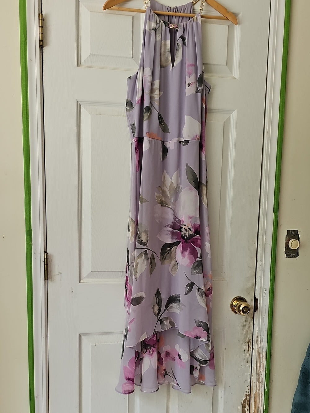 White House Black Market Lavender Floral Maxi Dress